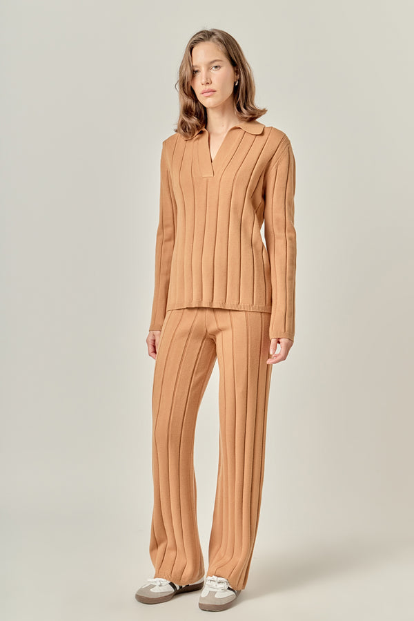 english factory Texture Knit Pants CAMEL