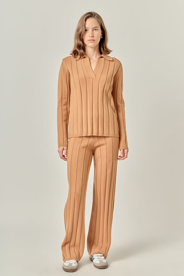 english factory Texture Knit Top CAMEL