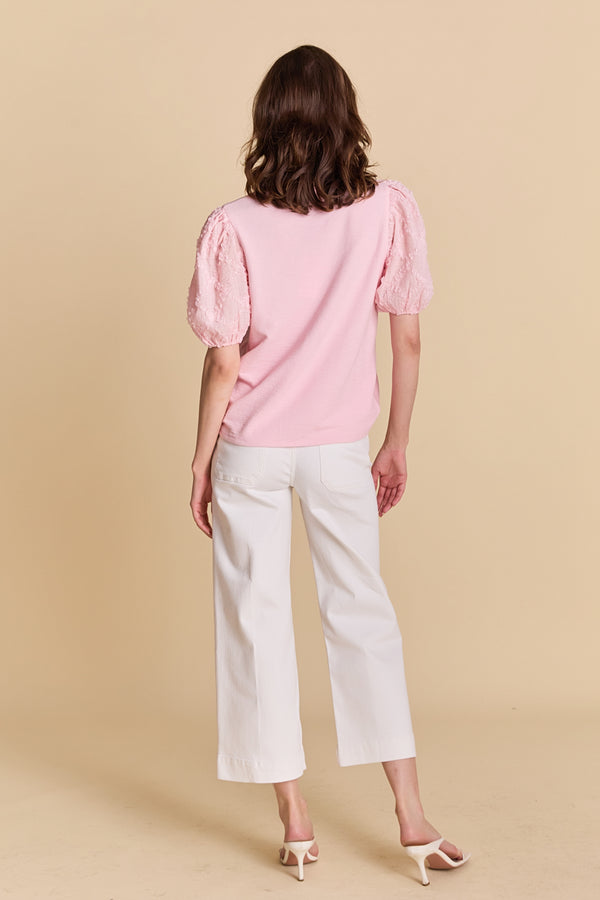 English Factory Texture Mixed Media Top PINK