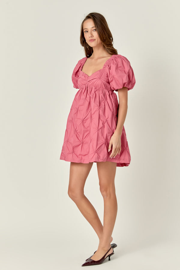 English Factory Textured Babydoll Mini Dress MAUVE