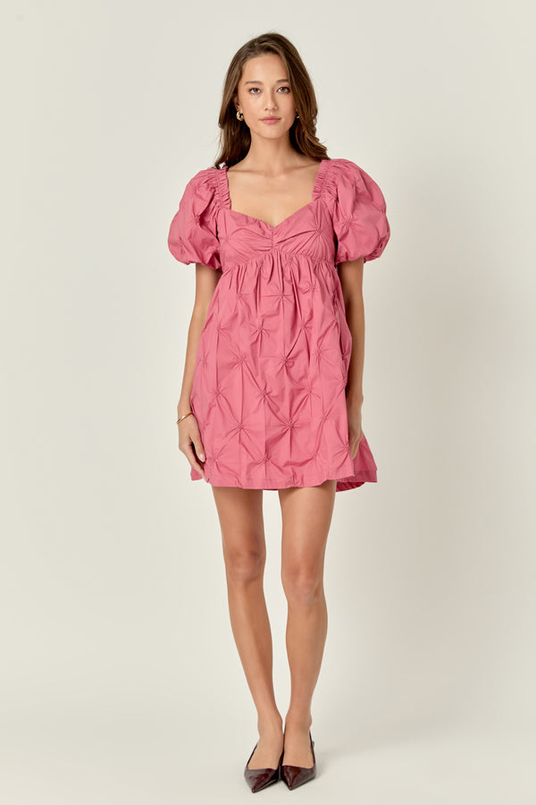 english factory Textured Babydoll Mini Dress MAUVE