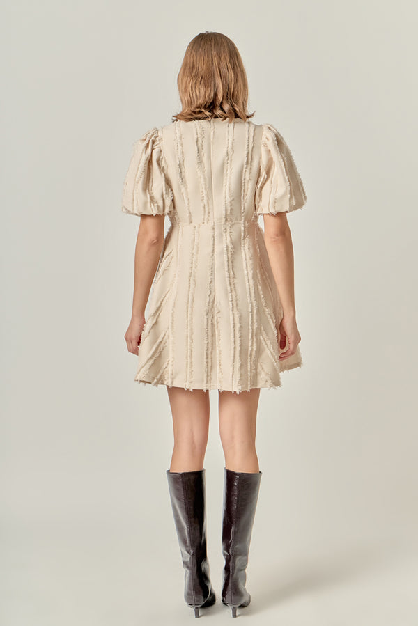 English Factory Textured Buttoned Mini Dress BEIGE