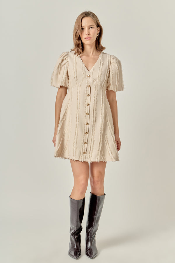 english factory Textured Buttoned Mini Dress BEIGE