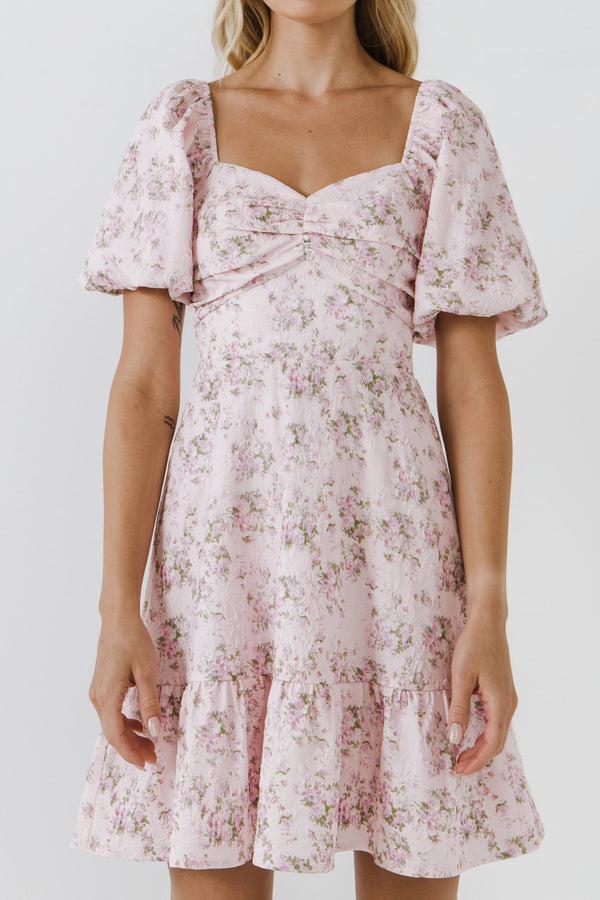 English Factory Textured Floral Mini Dress PINK