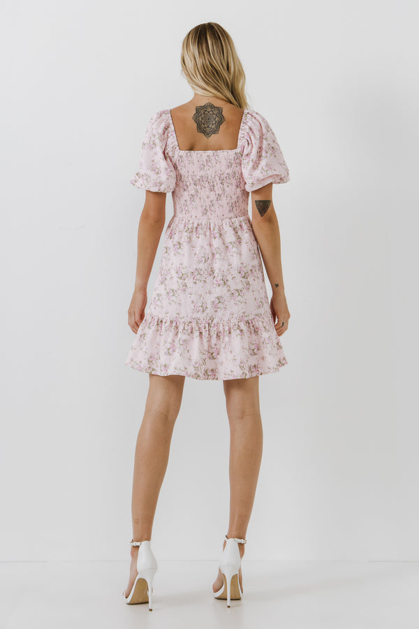 English Factory Textured Floral Mini Dress PINK