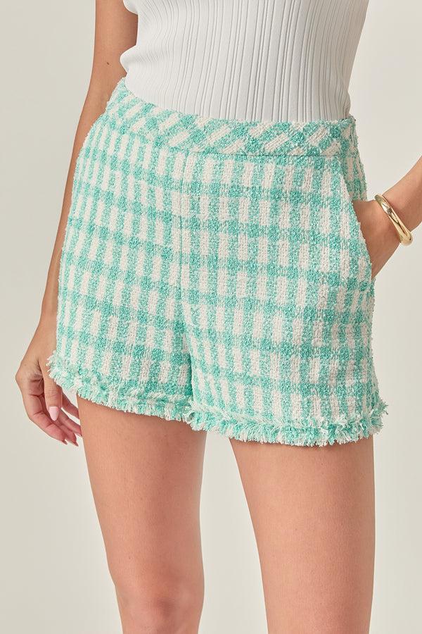 English Factory Textured Fringe Detail Shorts MINT
