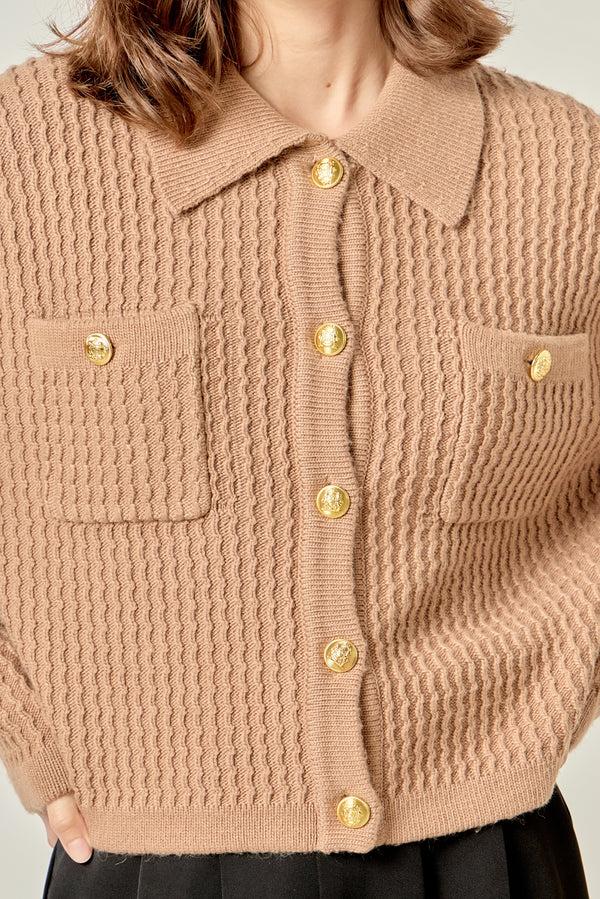 English Factory Textured Knit Lady Jacket TAUPE