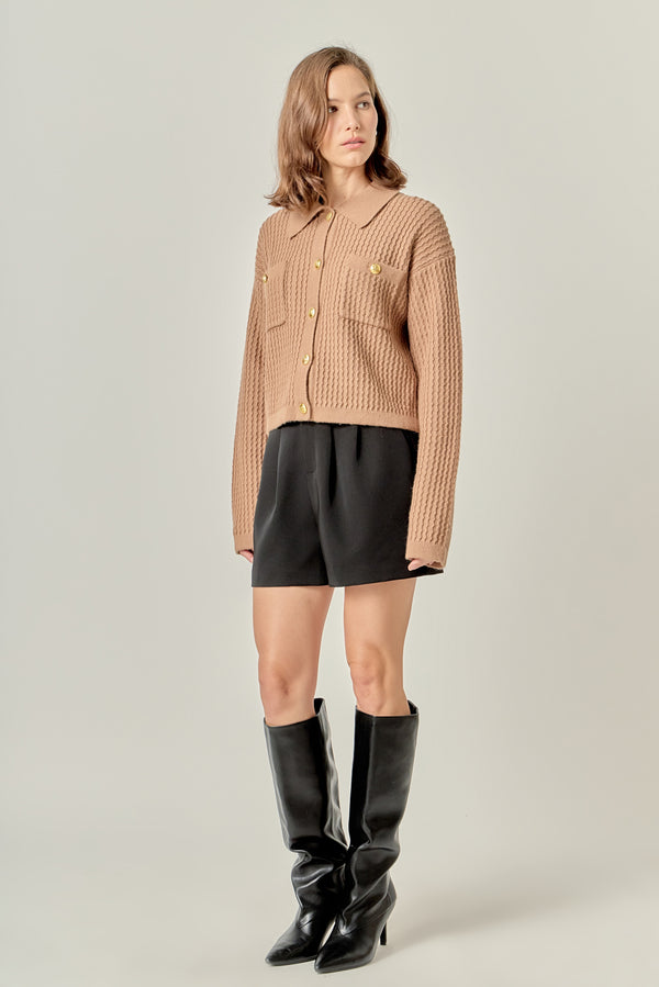 English Factory Textured Knit Lady Jacket TAUPE