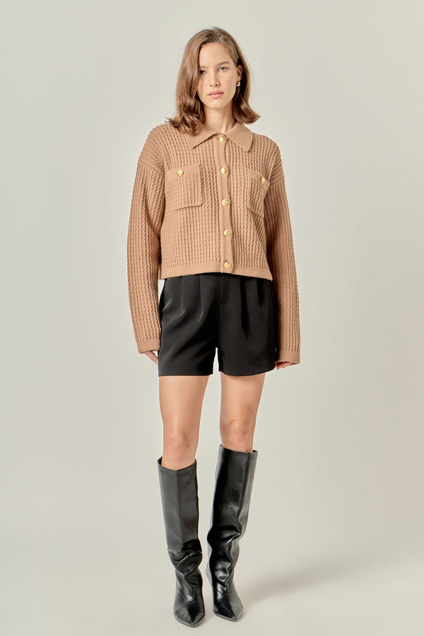 english factory Textured Knit Lady Jacket TAUPE