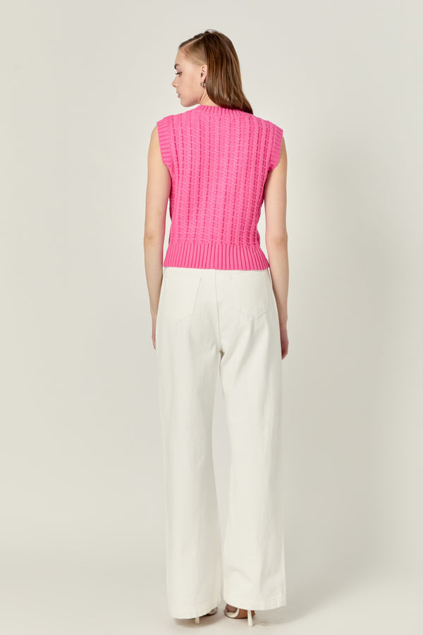English Factory Textured Knit Vest PINK