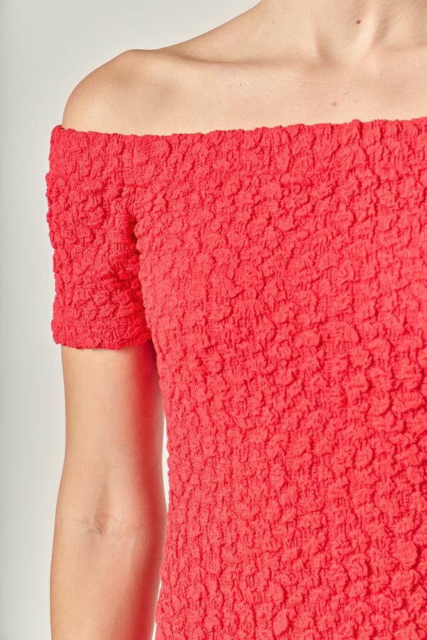 English Factory Textured Midi Dress TRUE RED