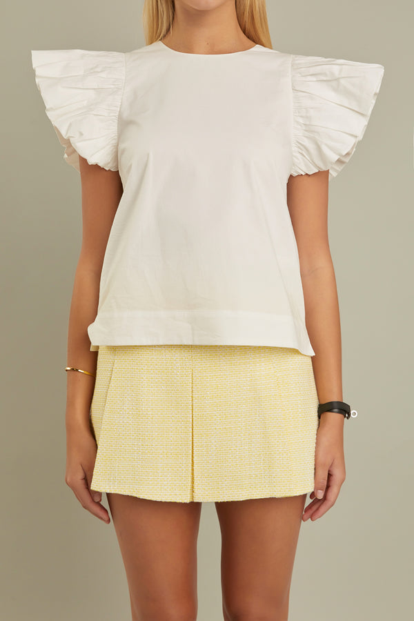 English Factory Textured Pleats Mini Skirt YELLOW