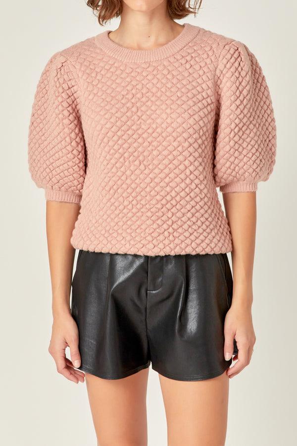 English Factory Textured Puff Sweater DUSTY PINK