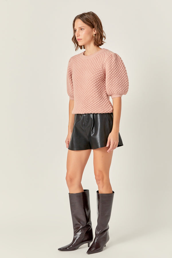 English Factory Textured Puff Sweater DUSTY PINK