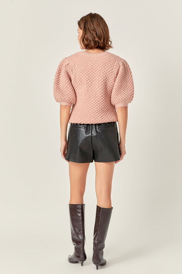 English Factory Textured Puff Sweater DUSTY PINK