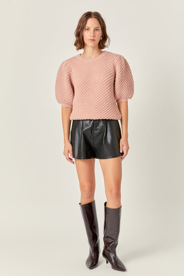 english factory Textured Puff Sweater DUSTY PINK