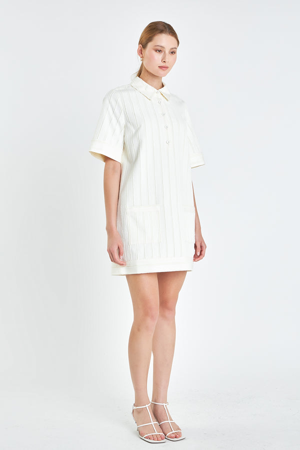 English Factory Textured Tunic Dress IVORY