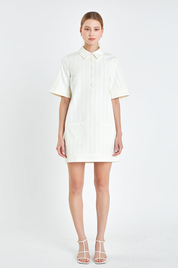 english factory Textured Tunic Dress IVORY