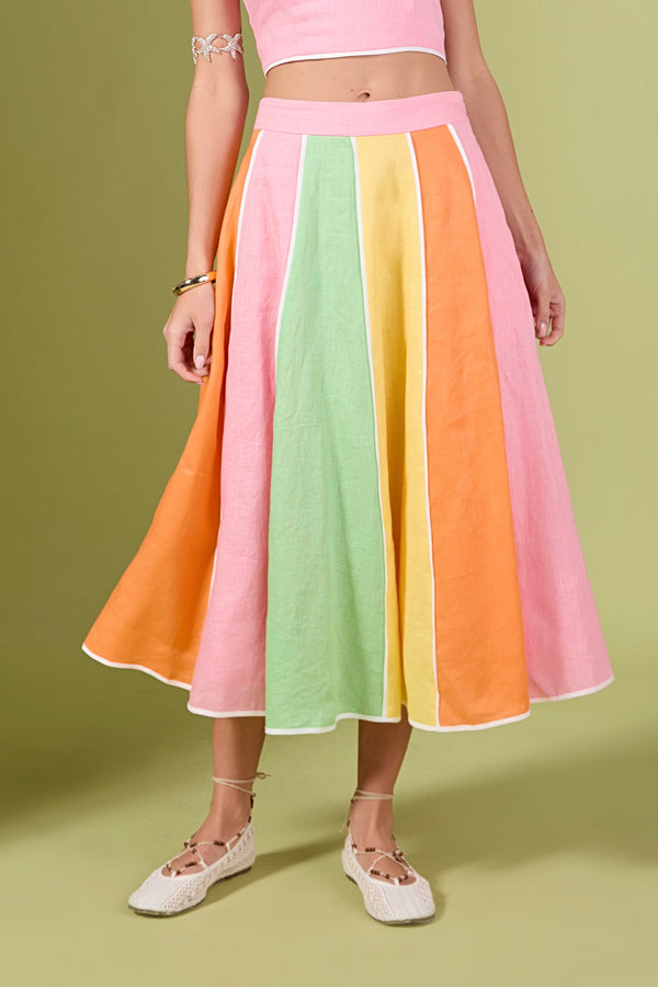English Factory The Aurora Colorblock Skirt MULTI