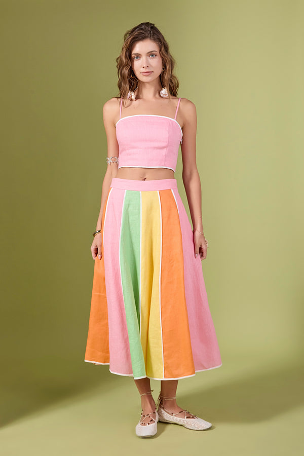 English Factory The Aurora Colorblock Skirt MULTI