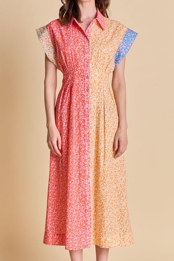 English Factory The Bloom Block Midi Dress MULTI