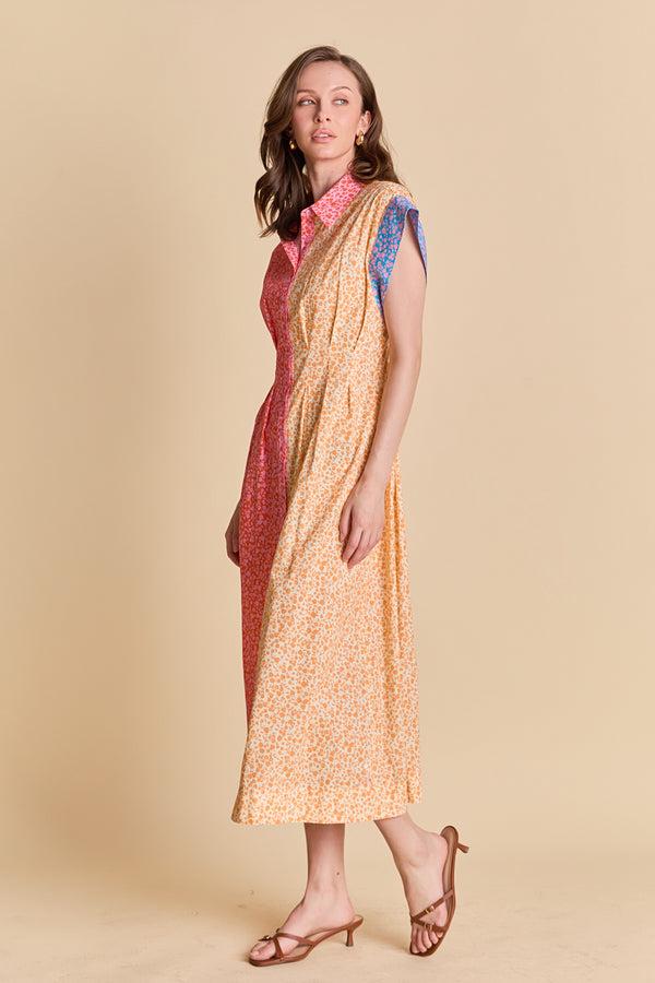 English Factory The Bloom Block Midi Dress MULTI