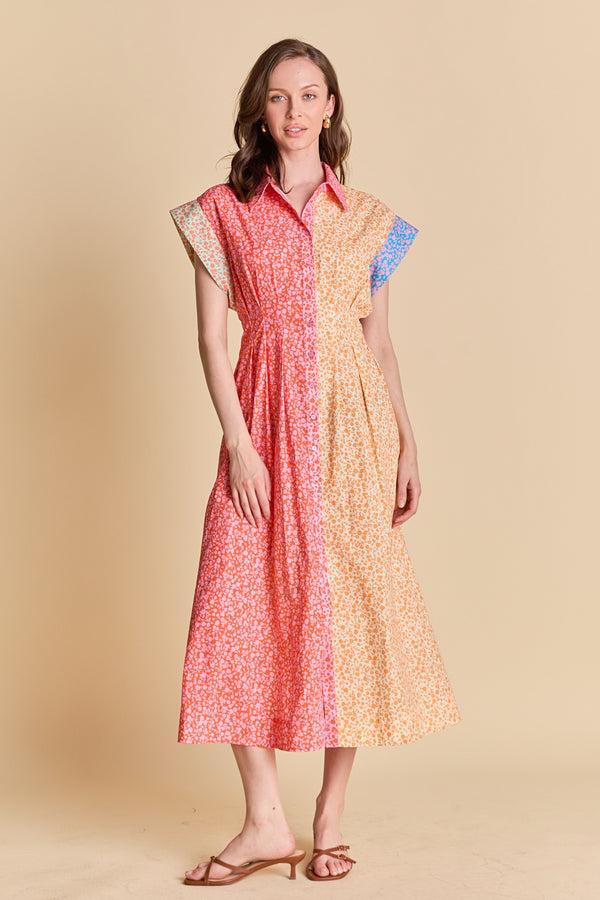 english factory The Bloom Block Midi Dress MULTI