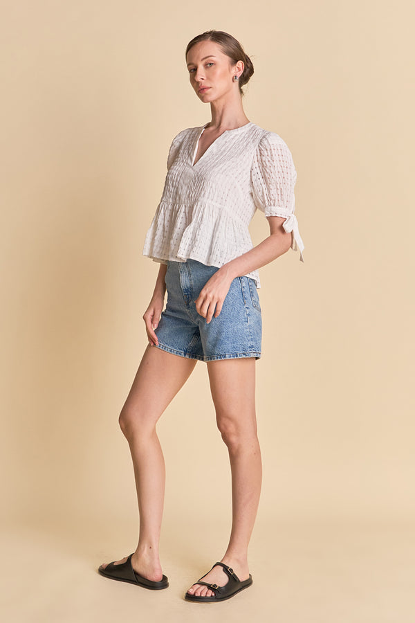 English Factory The Clara Peplum Top WHITE