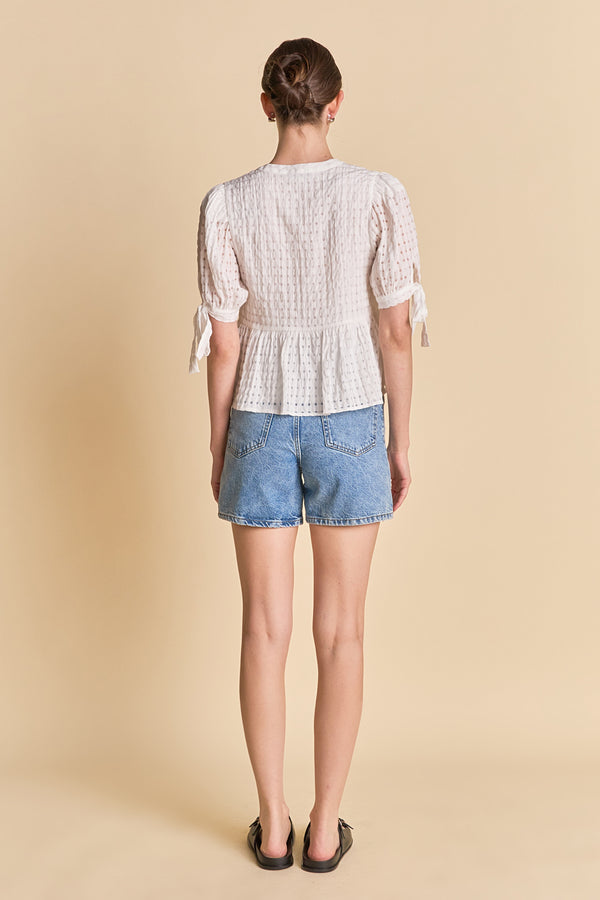 English Factory The Clara Peplum Top WHITE