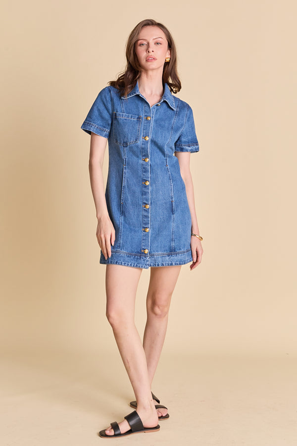 english factory The Classic Denim Mini Dress BLUE