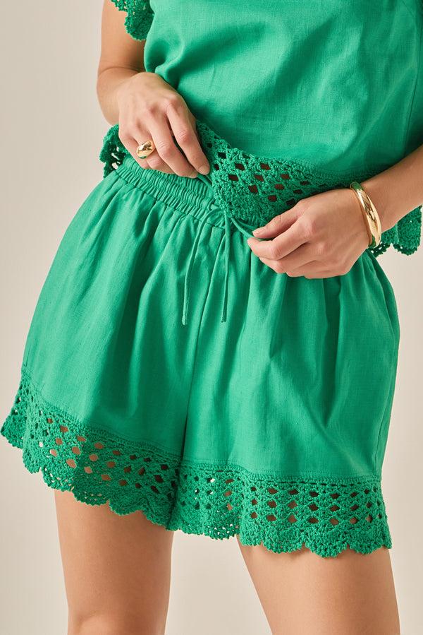 English Factory The Elara Embroidered Shorts GREEN