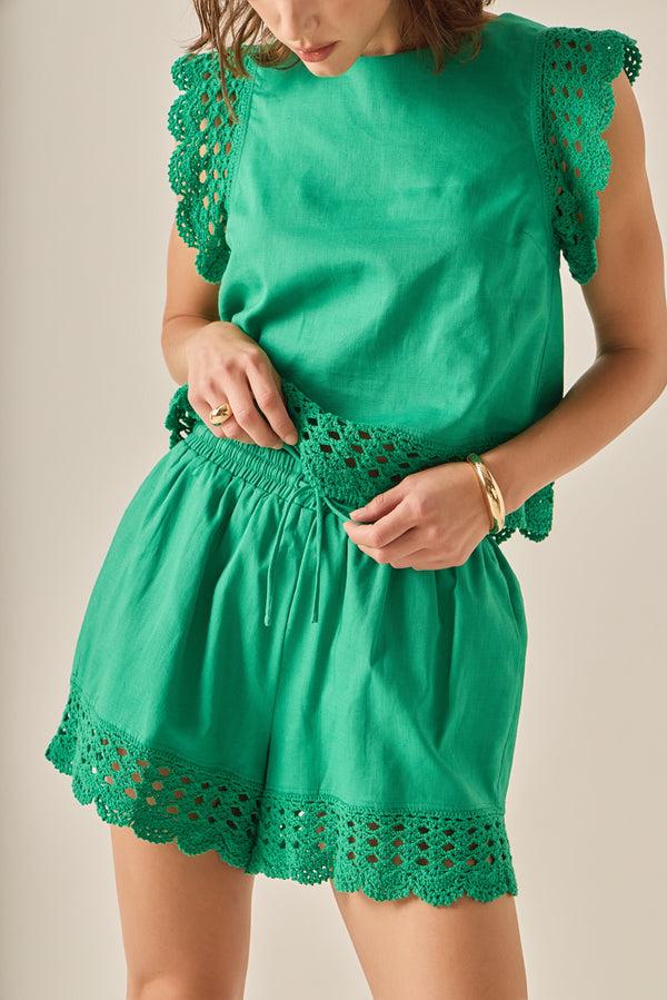English Factory The Elara Embroidered Top GREEN