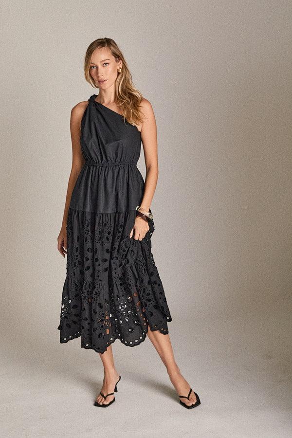 english factory The Lila Laser Cut Dress BLACK