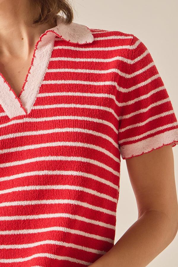 English Factory The Lila Scallop Sweater PINK/RED