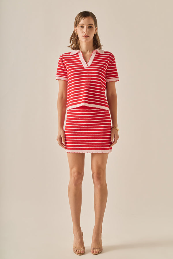 english factory The Lila Scallop Sweater PINK/RED