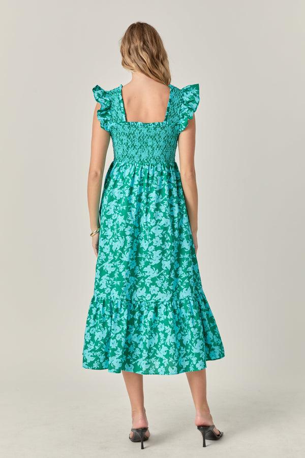 English Factory The Lorelei Smocked Dress GREEN