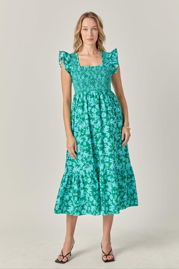 english factory The Lorelei Smocked Dress GREEN