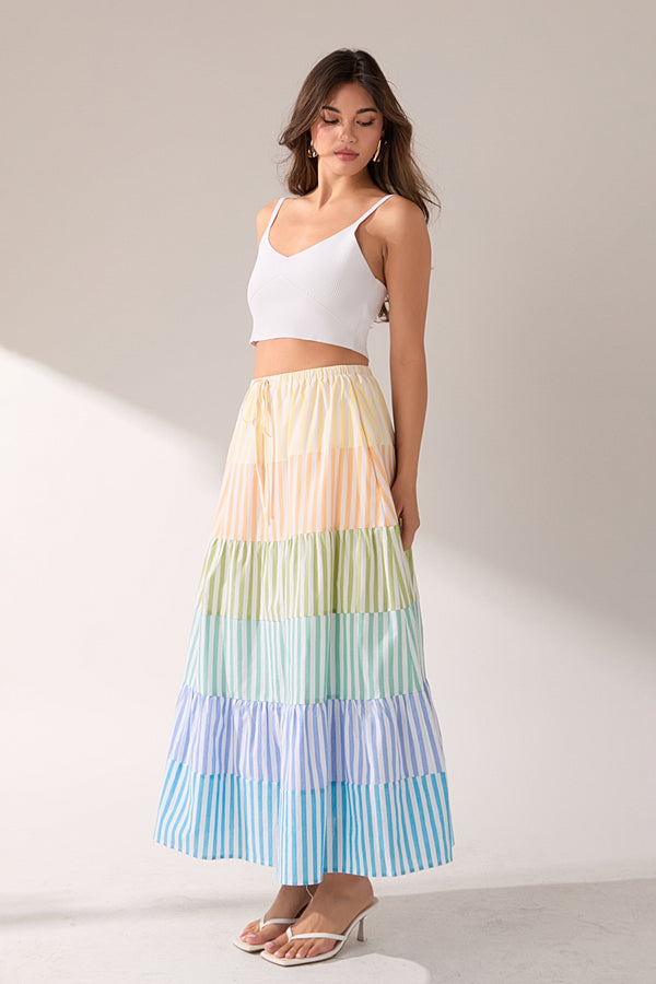 English Factory The Pastel Tier Skirt MULTI