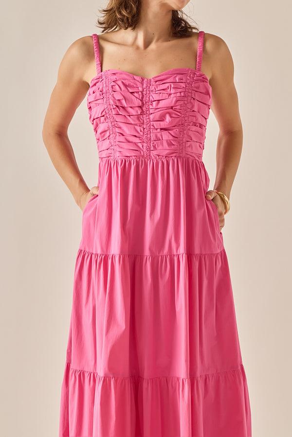 English Factory The Ruched Muse Midi Dress PINK