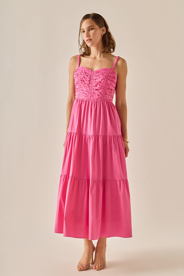 English Factory The Ruched Muse Midi Dress PINK