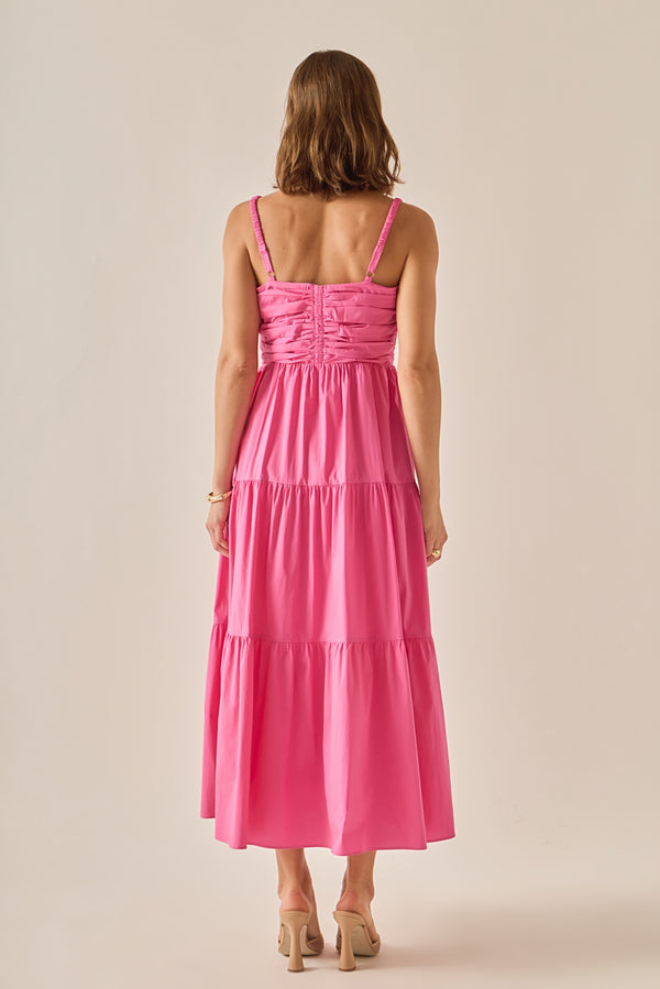 English Factory The Ruched Muse Midi Dress PINK
