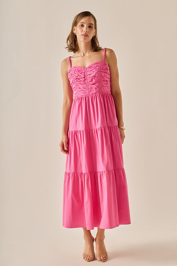 english factory The Ruched Muse Midi Dress PINK