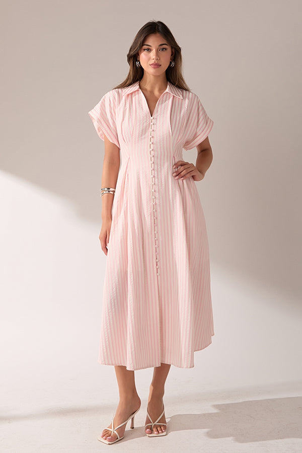 English Factory The Vivienne Stripe Dress PINK