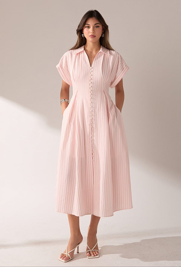 english factory The Vivienne Stripe Dress PINK