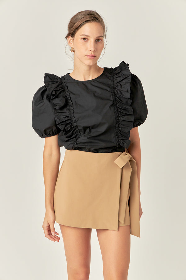 English Factory Tied Strap Mini Skort TAN