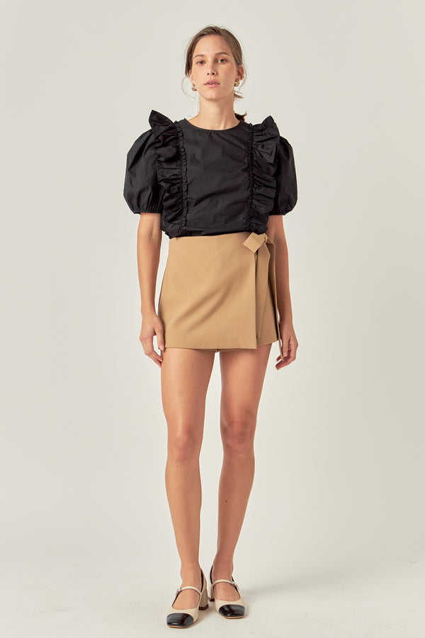 english factory Tied Strap Mini Skort TAN