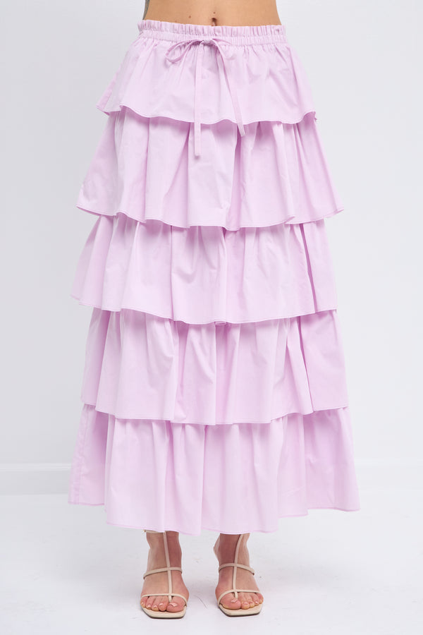 English Factory Tiered Maxi Skirt LILAC