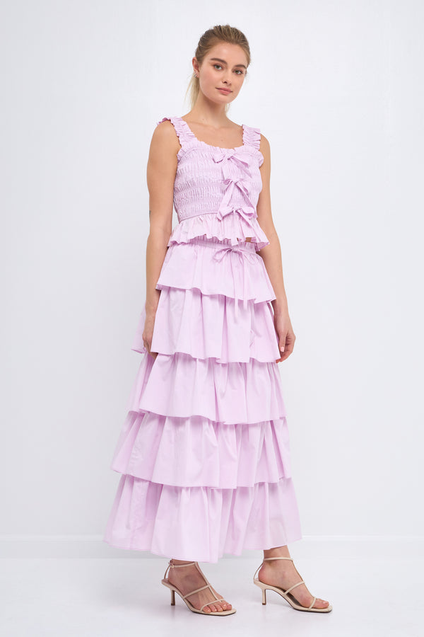 English Factory Tiered Maxi Skirt LILAC
