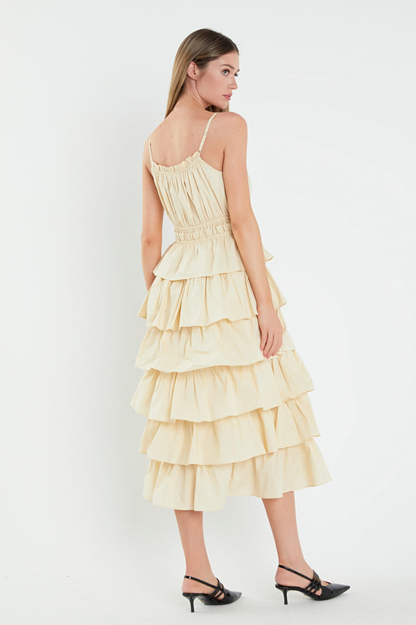 English Factory Tiered Maxi Sleeveless Dress ECRU