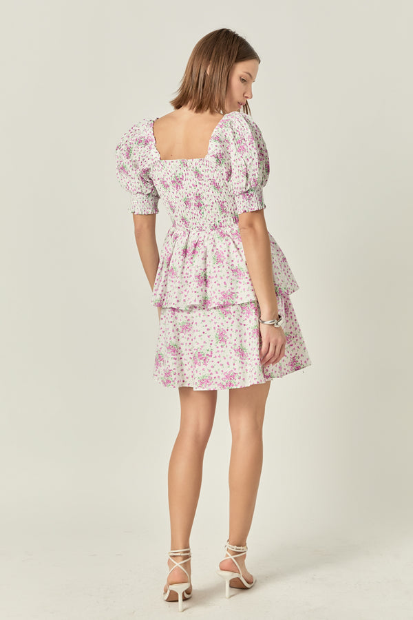 English Factory Tiered Smocked Mini Dress LILAC